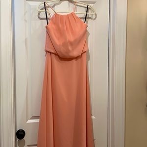 Coral bridesmaid dress long